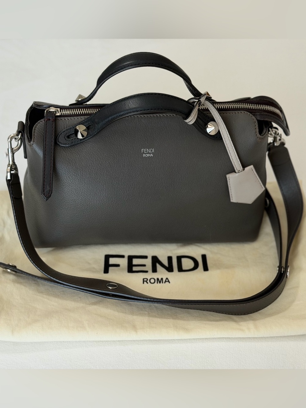 Fendi Leather By The Way Medium Grey/Taupe